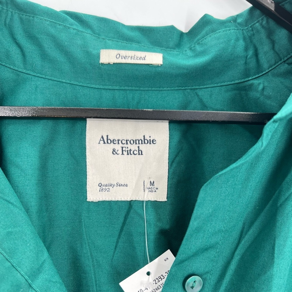 Abercrombie & Fitch Oversized Green Slouchy Relaxed Fit Button Down Shirt Blouse - Picture 3 of 6